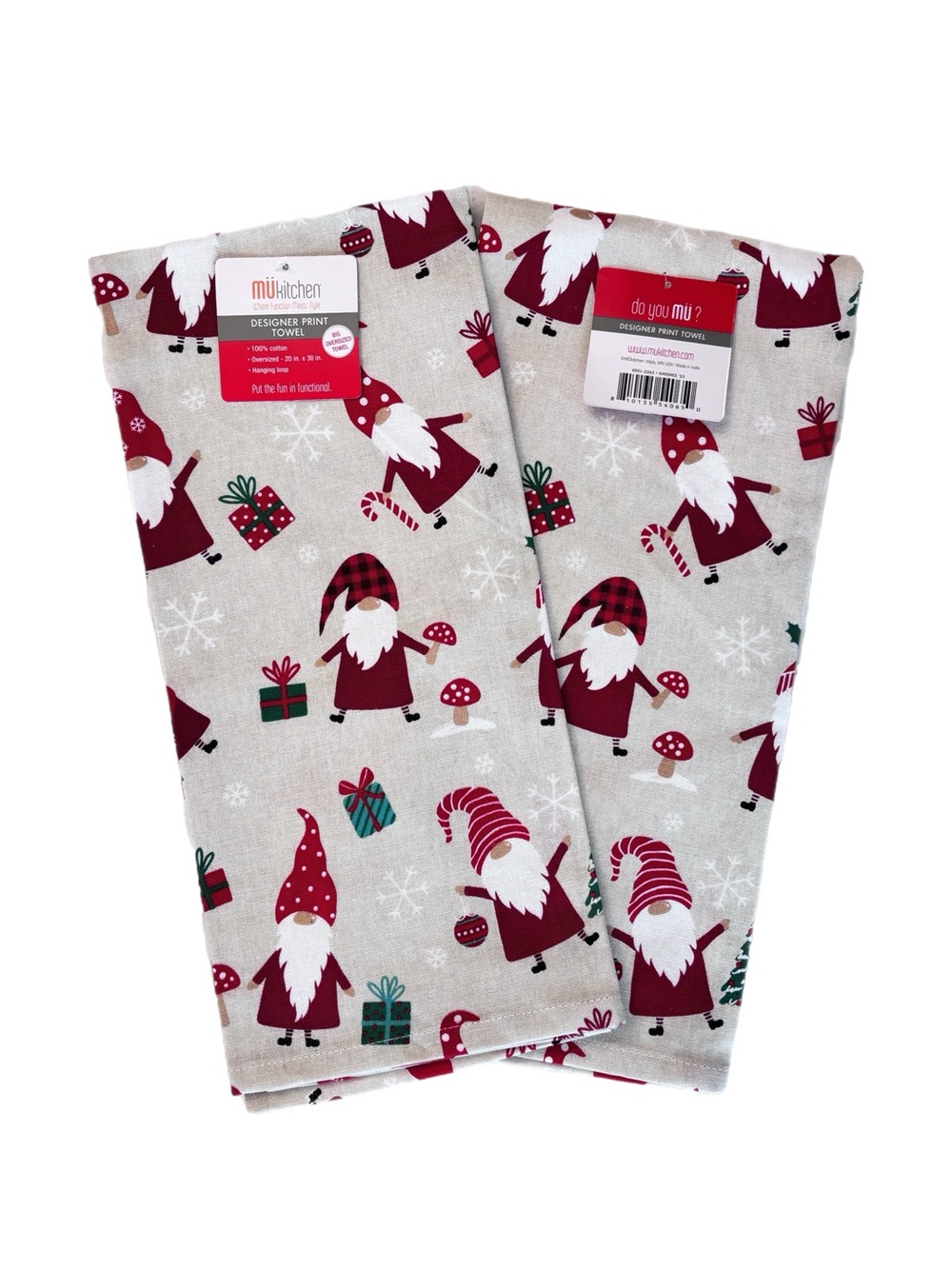 MüKitchen Designer Print Gnome Kitchen Towels Set of 2